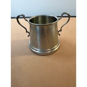Antique International Pewter Small Sugar Bowl Double Handle 3" Metal Tea Set
